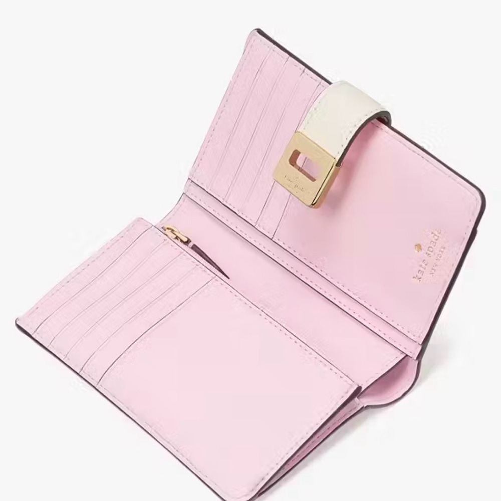 🌸 Kate Spade Phoebe Floral Applique Turnlock Medium Wallet - Picture 3 of 13